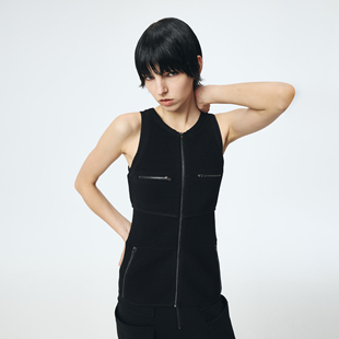 D.MARTINANQUEEN奥感N系列夏季 拉链针织背心女运动休闲上衣 薄款