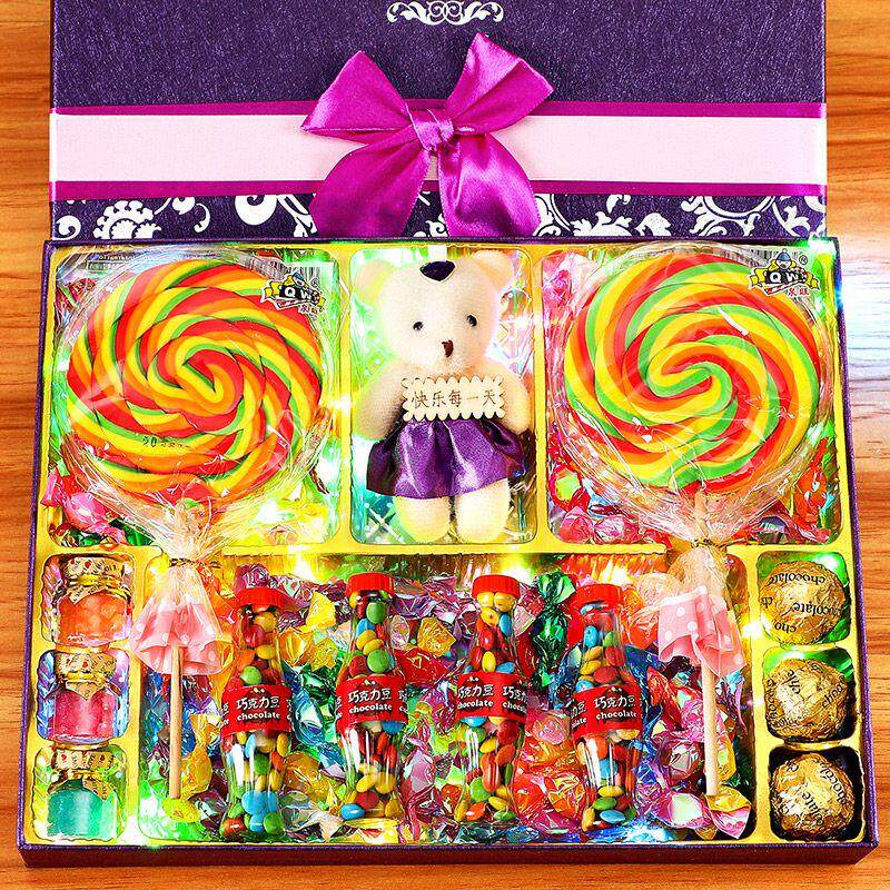 直供七夕情人节彩虹棒棒糖巧克力超大棒棒糖礼盒装零食送男女朋友