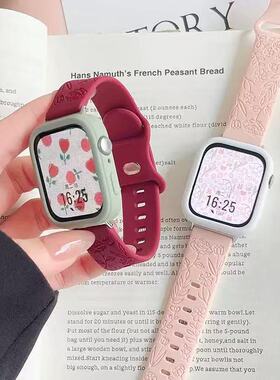 玫瑰浮雕硅胶适用于华为Fit4表带新款手表watchfit3小米89pro手环