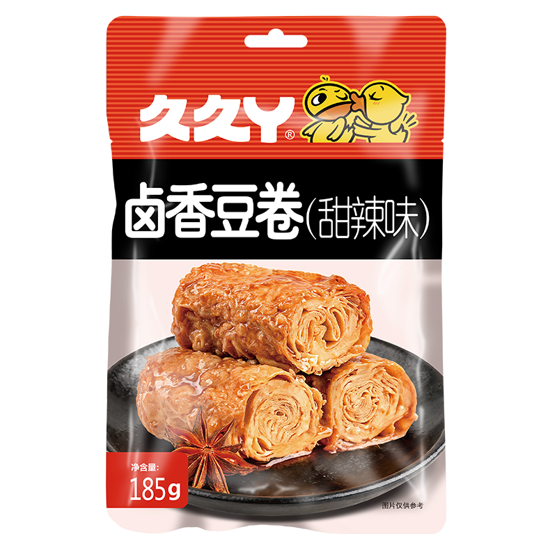 久久丫卤香豆卷办公室解馋即食甜辣味185g袋装豆腐卷豆干零食小吃