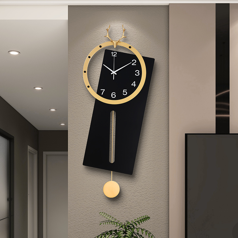 客厅简约创意免打孔静音金属挂钟