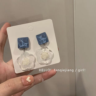 春夏踏青出游花朵少女清新透明复古耳钉银针女耳玫瑰花森系