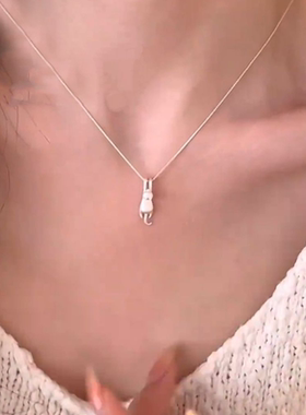 可爱猫咪锁骨链小众艺术感项链2025新款女款高级感配饰