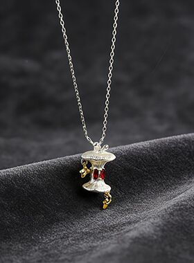 小苹果核吊坠项链女饰品小众百搭立体造型精致感可个性锁骨链