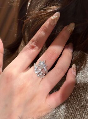 “圣诞彗星”璀璨流星拖尾许愿戒指爆闪设计开口指环食指戒女