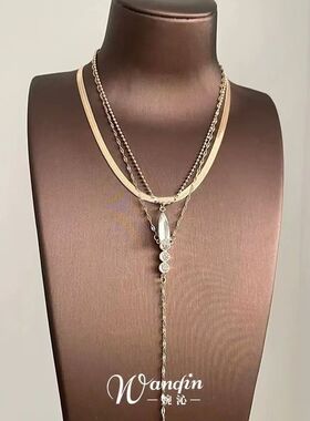 「金缕丝清」复古多层水滴流苏项链清冷感精致叠戴独特个性锁骨链