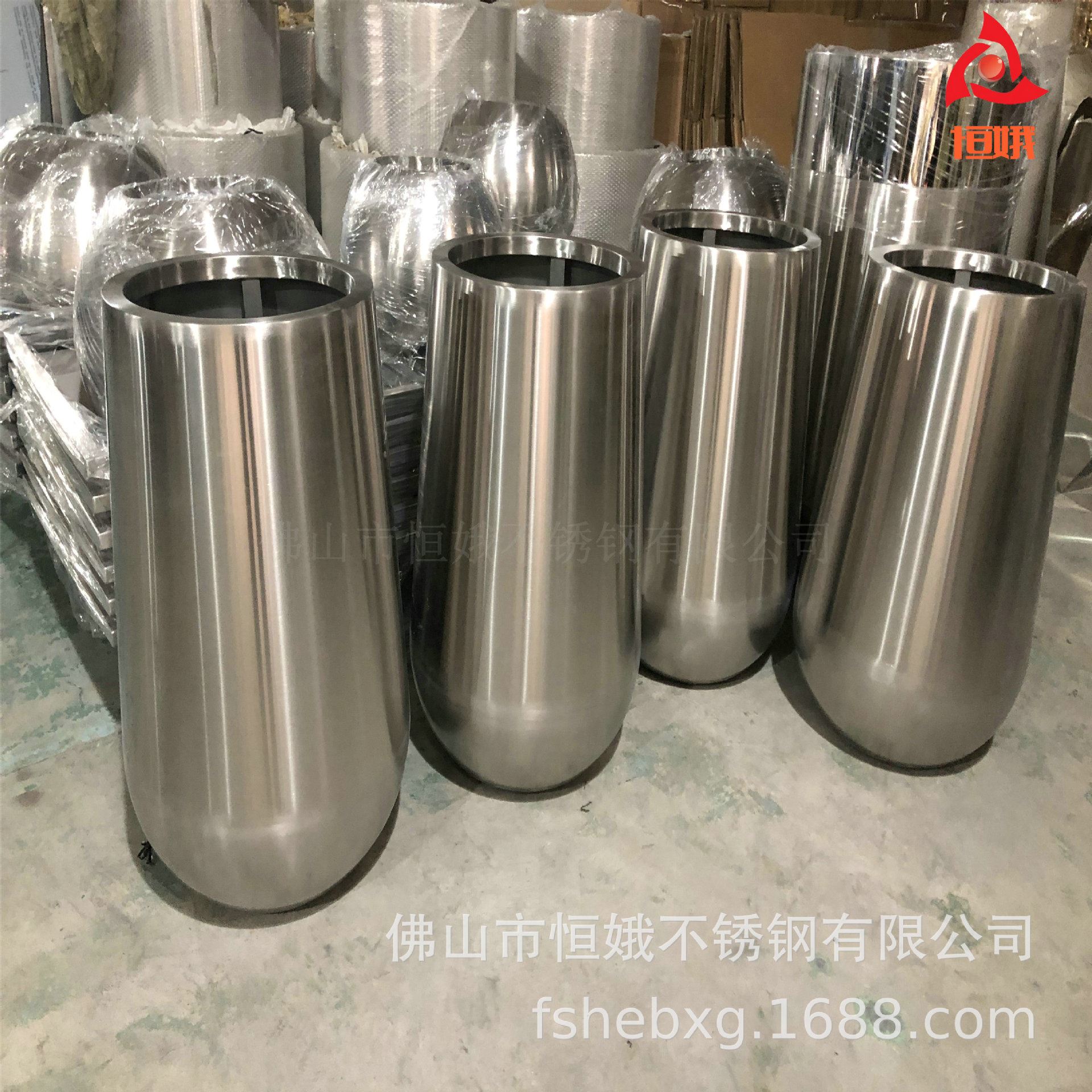 66326 酒店别墅园林景观种植不锈钢花盆 市政工程烤漆花箱容器i.