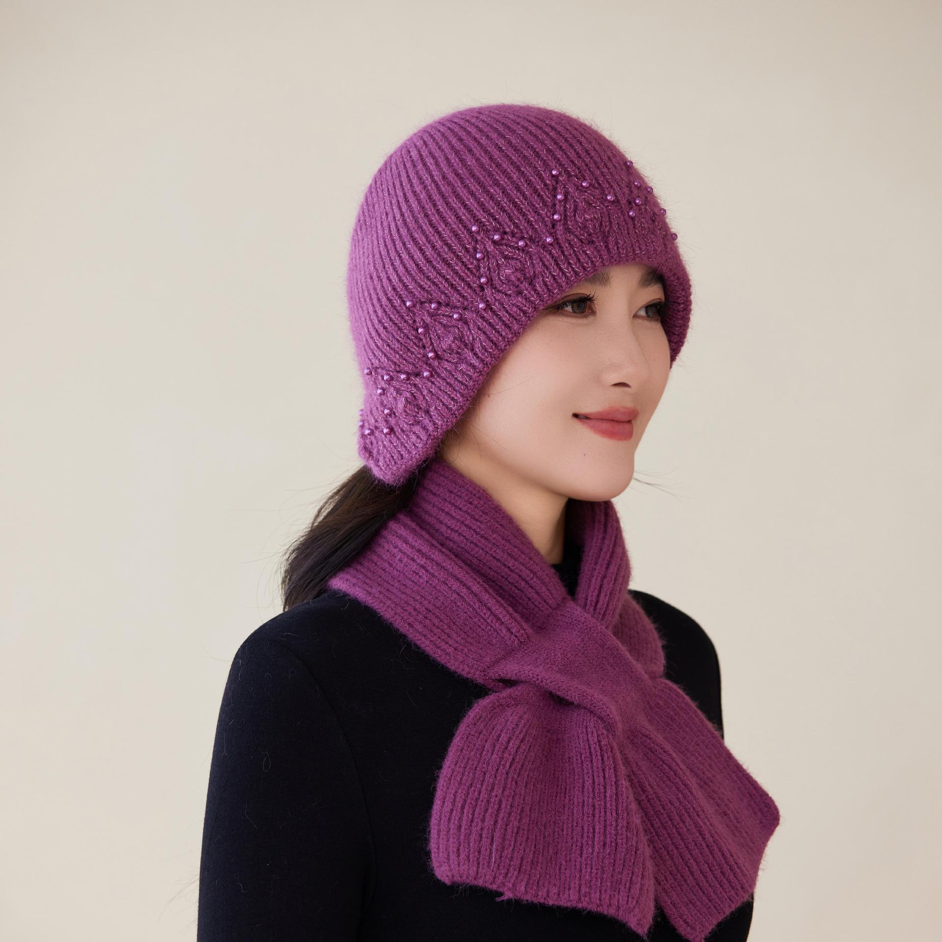 秋冬季中老年妈妈帽兔毛绒毛线