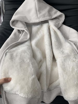 秋冬季厚外套2025新款春秋羊羔绒加绒连帽卫衣女款小个子初冬上衣