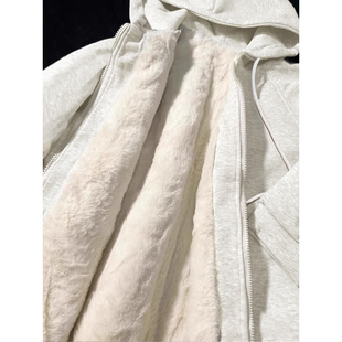 灰色加绒厚卫衣外套女秋冬季2025新款爆款开春季韩系慵懒风开衫棉