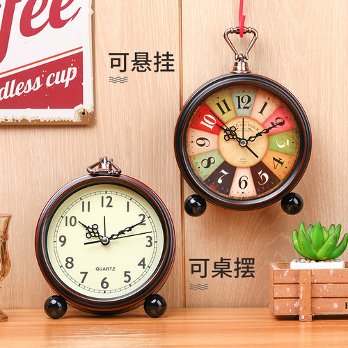 欧式复古床头座钟家用摆放台式台钟客厅时尚高端大气石英钟表轻奢
