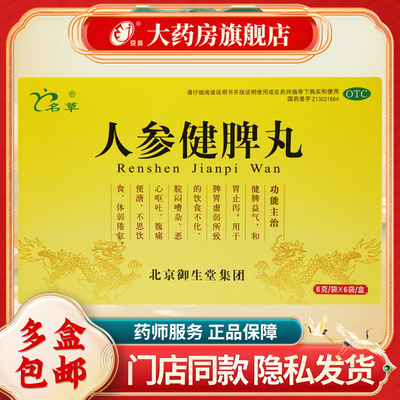 名草 人参健脾丸 6g*6袋/盒 健脾益气 和胃止泻 脾胃虚弱