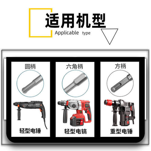 【五只装】电锤合金凿子六角柄方柄圆柄电镐铲头混凝土开槽铲墙王