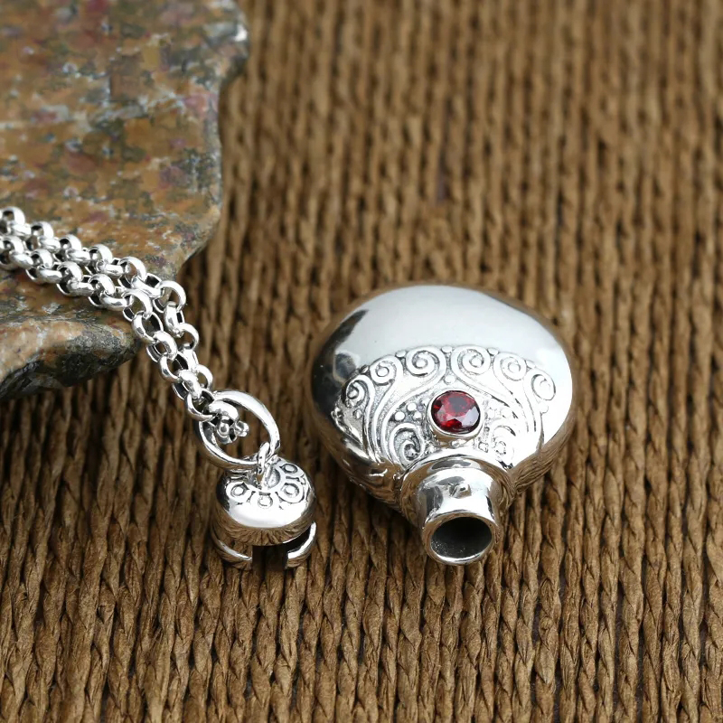 女款镀银做旧古风壶子挂件