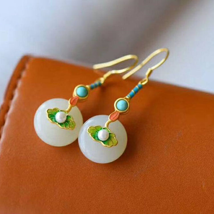 平安扣耳坠精致复古珍珠中国风