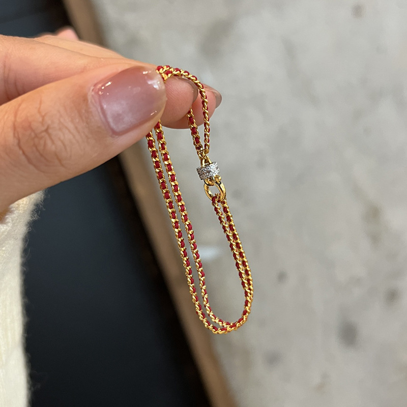 简约新中式设计红色编绳手链本命年镀18K金色高级质感简约百搭款