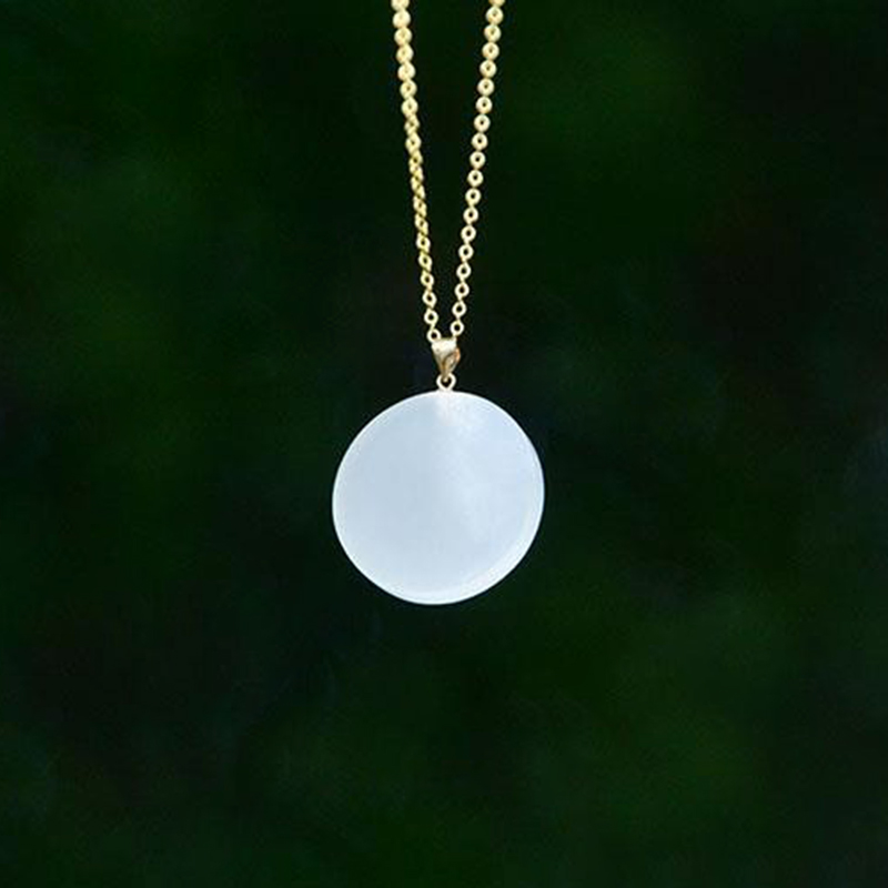 和田白玉髓无事牌s925银仿女