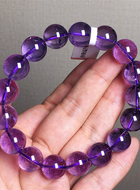 天然紫水晶大颗透体手串男女同款