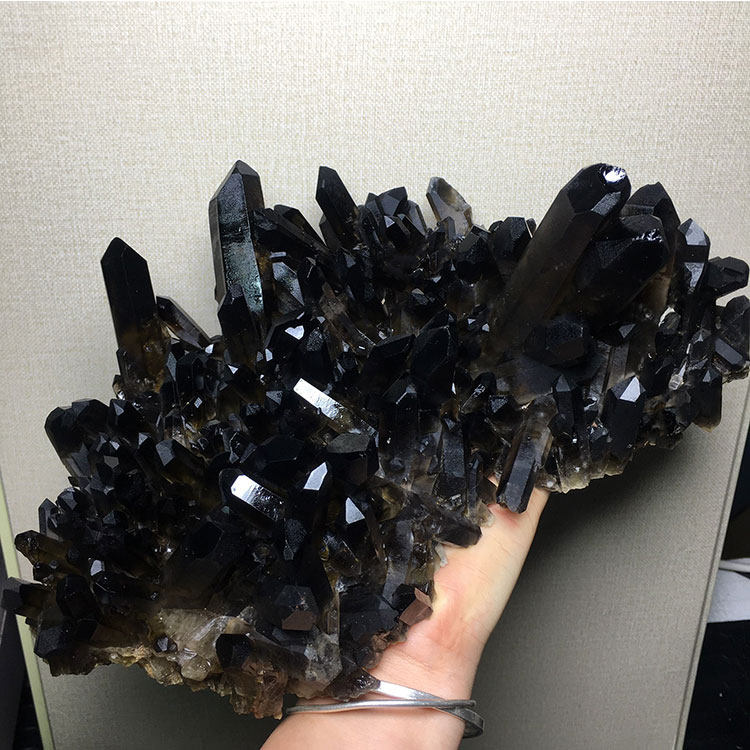 天然黑水晶簇烟晶茶水晶簇大摆件