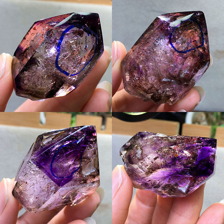 天然超七紫发紫水晶骸骨骨干权杖原石闪灵钻水胆礼品吊坠一物一图