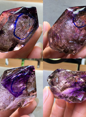 天然超七紫发紫水晶骸骨骨干权杖原石闪灵钻水胆礼品吊坠一物一图