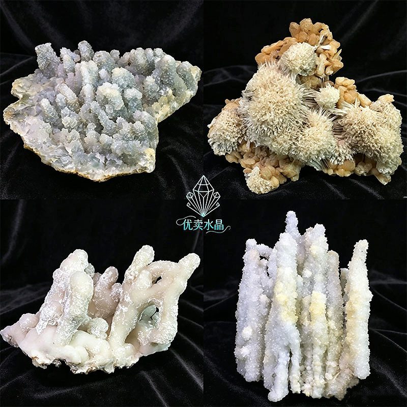 天然方解石珊瑚水晶簇原生白摆件