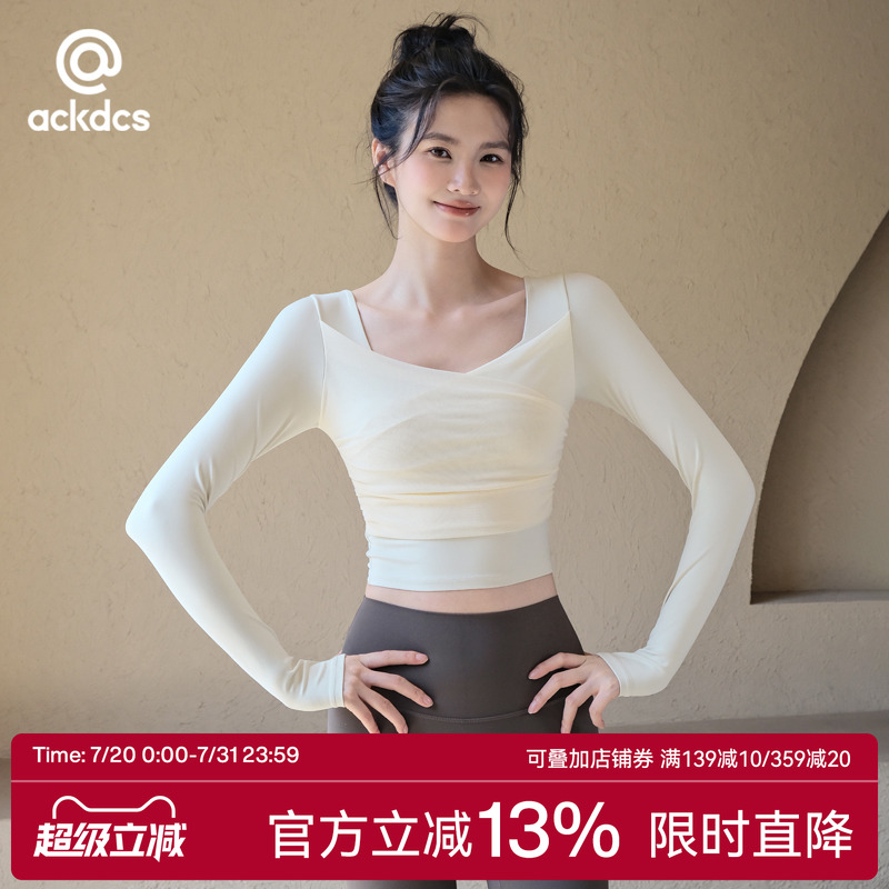 Ackdcs带胸垫瑜伽服上衣女春夏网纱健身长袖高级感普拉提运动套装