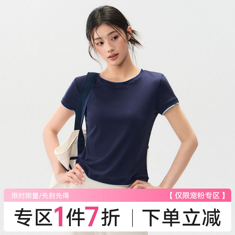 Ackdcs夏季宽松瑜伽服短袖莱赛尔速干普拉提跑步休闲运动上衣夏女图片