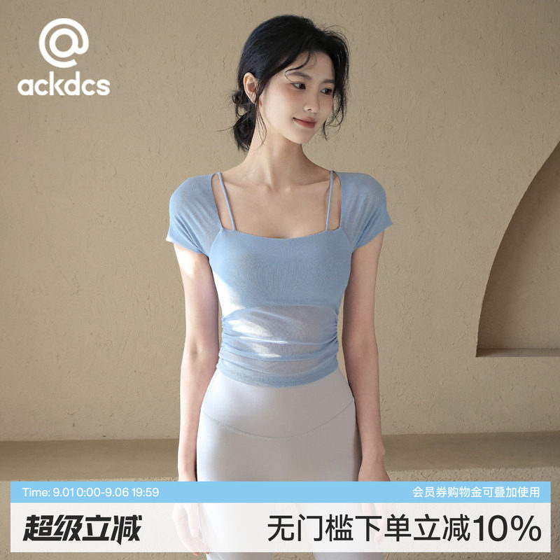 Ackdcs假两件瑜伽服短袖夏季新款图片