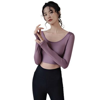 瑜伽上衣2026新款运动长袖带胸垫