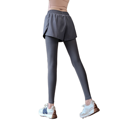 Ackdcs假两件瑜伽裤女高腰健身裤