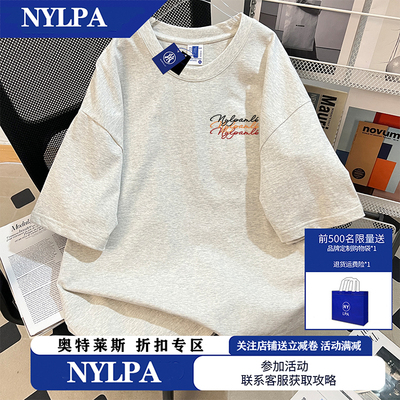 NYLPA美式英文字母夏秋季oversizeT恤印花女宽松休闲情侣圆领上衣