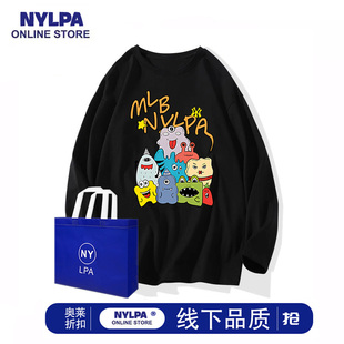 NYLPA2025春秋新款怪兽派对印花宽松情侣长袖男女休闲慵懒风上衣