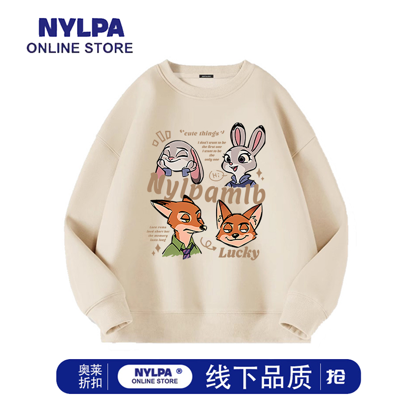 NYLPA美式春秋冬2025朱迪尼克联名周边圆领宽松慵懒卫衣情侣外套