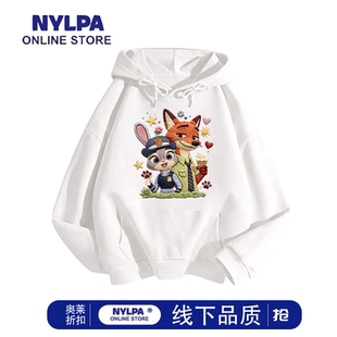 NYLPA2026秋冬美式 仿刺绣朱迪尼克印花连帽慵懒宽松套头卫衣外套