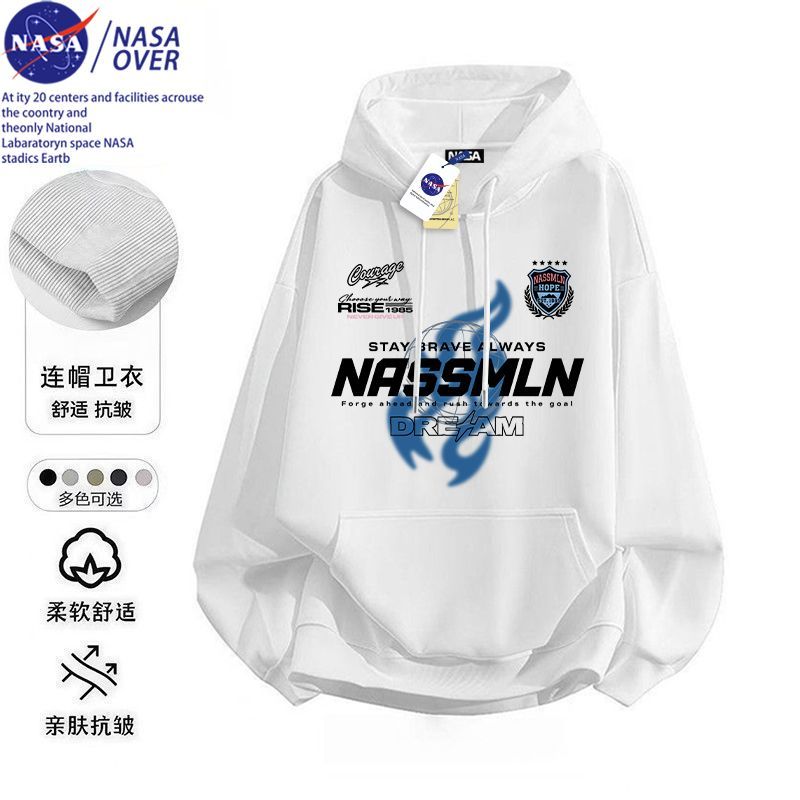 NASA联名美式火焰星球帅气酷炫连帽卫衣男女高街潮流秋冬季青少年