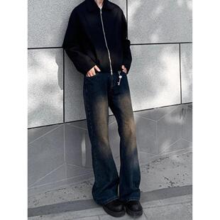 NYLPA美式复古锈土色微喇叭牛仔裤男cleanfit水洗做旧vibe长裤子i