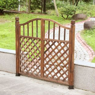碳化木篱笆网格菜园围栏护栏户外防腐木庭院小花园木门单开栅栏门