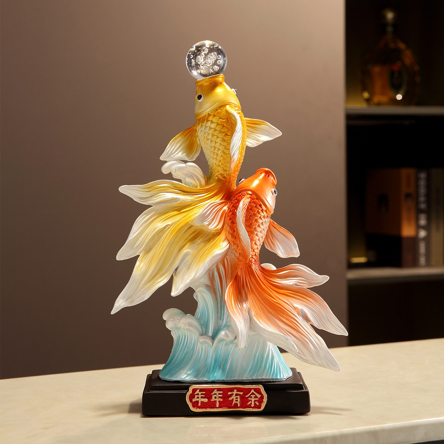 年年有余摆件书房春节运财高级感如意招财树展示柜锦鲤新款家居饰,家居饰品,招财猫,淘宝优惠券,粉丝福利购,淘宝优惠卷