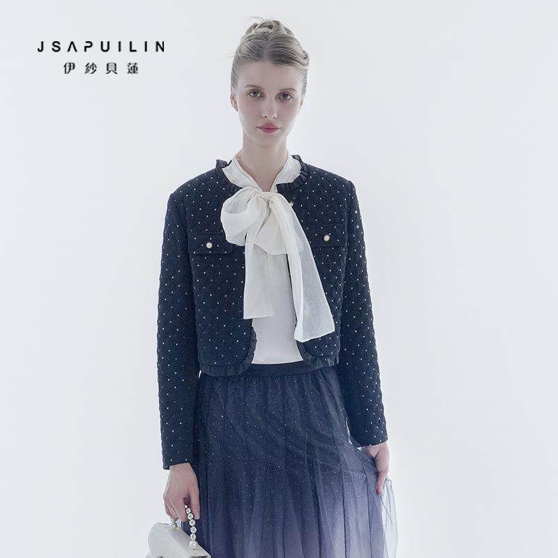 【商场专柜】伊纱贝莲棉服秋冬新款小香风外套女上衣木耳边时尚,女装/女士精品,短外套,淘宝优惠券,粉丝福利购,淘宝优惠卷