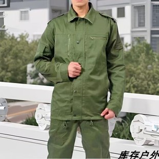冬季厚款加厚工作服军绿色涤卡套装单上衣单裤结实耐磨休闲服正品