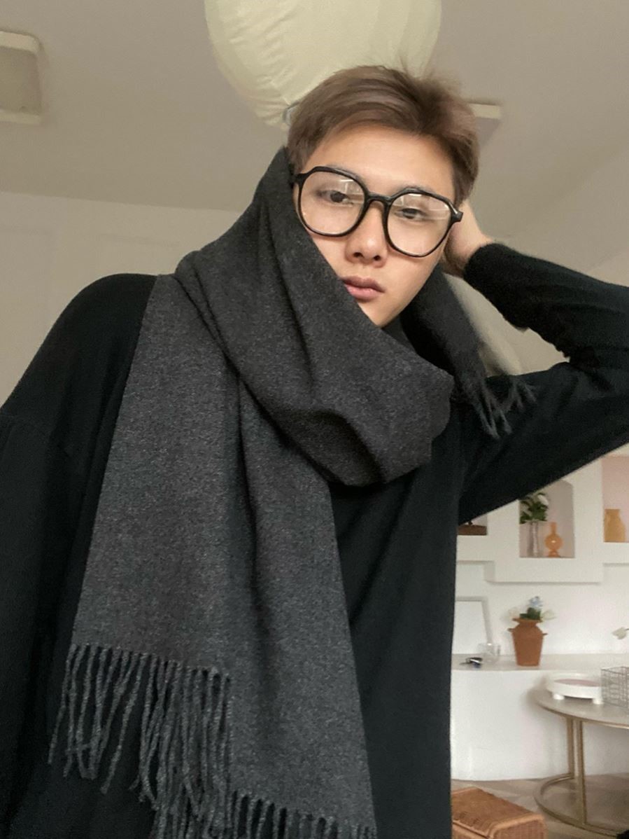 送男友韩国小众纯色围巾男加厚保暖仿羊绒披肩女情侣围巾男生冬天