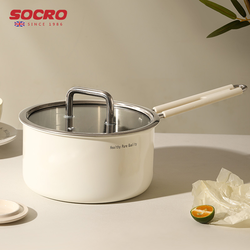 socro316不锈钢奶锅蒸笼辅食锅陶瓷婴儿蒸煮一体式煮面汤锅辅食锅