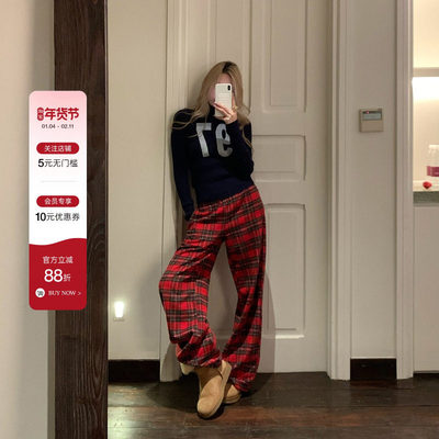 8uio圣诞派对红色格纹