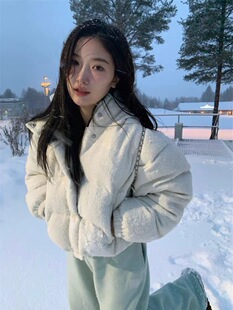 正品折扣 the barnnet羊毛面料冬季新款短款连帽羽绒服面包服外套