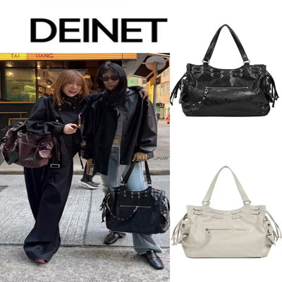 韩国折扣代购DEINET托特包铆钉手提单肩斜挎包通勤大容量机车包女