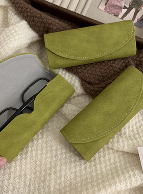 小众高级感绿色眼镜盒韩系清新纯色简约学生近视太阳镜墨镜收纳盒