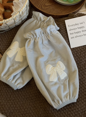 简约可爱灰色袖套秋冬羽绒服大衣耐脏防污学生办公纯色长套袖护袖