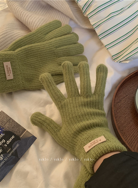 可爱尤物~洞洞手套触屏玩手机冬季保暖加绒针织毛线骑车手套学生