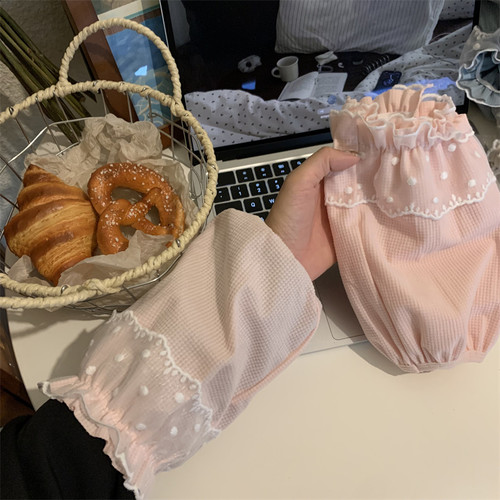 自用推荐~ins可爱粉色袖套秋冬羽绒服防污上班办公室套袖防脏学生